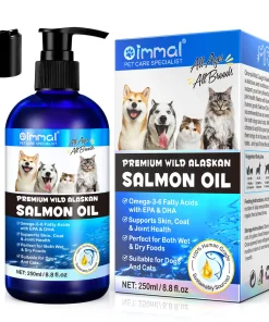 Premium Wild Alaskan Salmon Oil Omega-3-6 Fatty Acids with EPA DHA Supports Skin Coat Joint Health for All Ages Breeds Dogs Cats