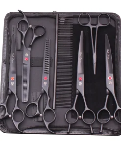 Purple Dragon Dog Grooming Scissors Kit 7" 6.5" Stainless Pet Curved Scissors Thinning Scissors Straight Shears Chunker Z3002