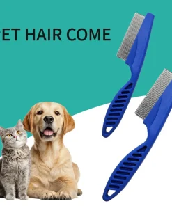 Alternative view of Pet Hair Shedding Comb Stainless Steel Flea Comb for Cat Dog Comfortable Pet Flea Hair Grooming Comb Dog Cat Fur Removal Brush