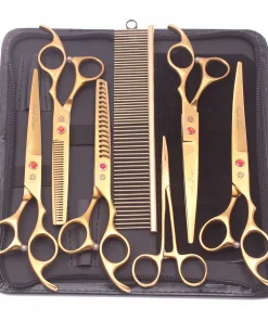 Alternative view of Purple Dragon Dog Grooming Scissors Kit 7" 6.5" Stainless Pet Curved Scissors Thinning Scissors Straight Shears Chunker Z3002