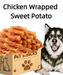 200g Pet Snacks,Chicken Wrapped Sweet Potatos – Dog Chew Treats & Teeth Cleaning Snacks
