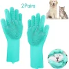 Pet Grooming Cleaning Gloves Dog Cat Bathing Shampoo Glove Scrubber Magic Dishwashing Cleanner Sponge Silicon Hair Removal Glove