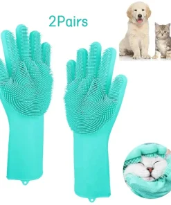 Pet Grooming Cleaning Gloves Dog Cat Bathing Shampoo Glove Scrubber Magic Dishwashing Cleanner Sponge Silicon Hair Removal Glove
