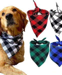 Dog Bandanas Large Pet Scarf Bandana For Dog Cotton Plaid Washable Bow Tie Collar Cat Puppy Triangular Scarf Bib Dog Accessories
